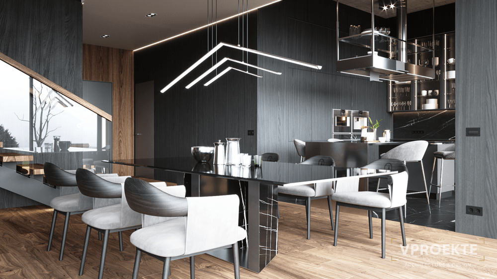 НОВОГОРСК КЛАБ | ДИЗАЙН КОТТЕДЖА В СОВРЕМЕННОМ СТИЛЕ BLACK NATURE