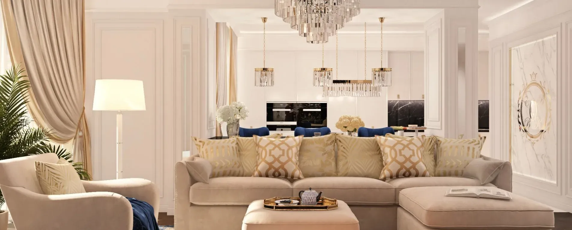 ЖК “МОСФИЛЬМОВСКАЯ 88” | ИНТЕРЬЕР КВАРТИРЫ В СТИЛЕ НЕОКЛАССИКА (138 М2)