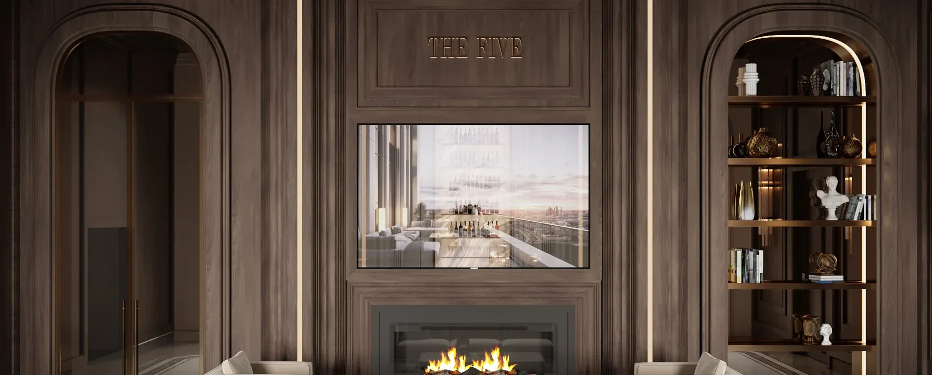 ЛОББИ С КАМИНОМ ЖК “THE FIVE” (660М2)